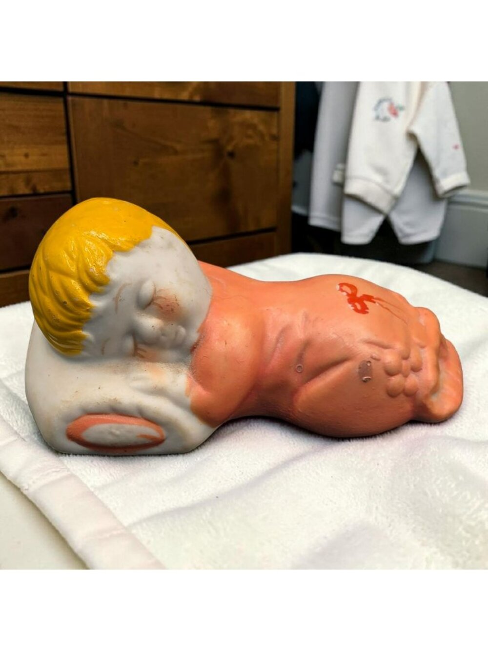 Enesco Japan Ceramic Sleeping Baby Figurine 2.75"x1.75" Vintage Home Decor